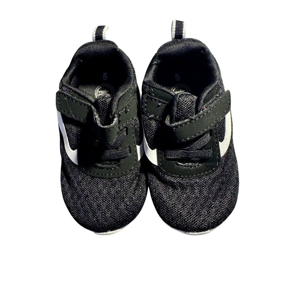 Wonder Nation Infant Sneakers Size 5 Black & White With Velcro Strap
